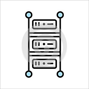 Rackmount Server Icon Color Illustration Design