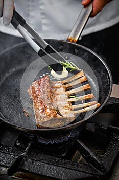 Racks of roasted lamb