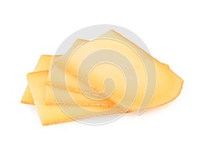 Raclette cheese isolated on white background photo