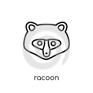 Racoon icon. Trendy modern flat linear vector Racoon icon on white background from thin line animals collection