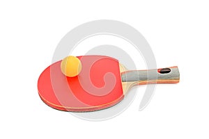 Racquet to play ping-pong isolated on white background