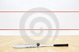 Racquetball equipment on the court