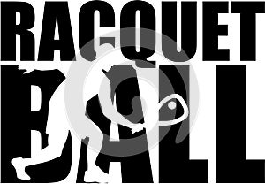 Racquetball word with silhouette photo
