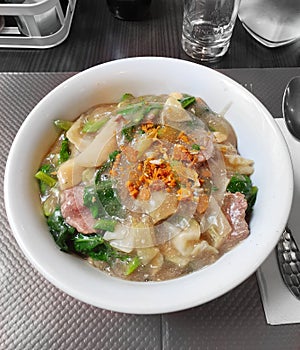 Rad-nar, thai noodle in sticky soup, thai food, Thailand photo