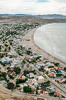 Rada Tilly town, and its seashores to the atlantic ocean. Located in Chubut, Patagonia, Argentina
