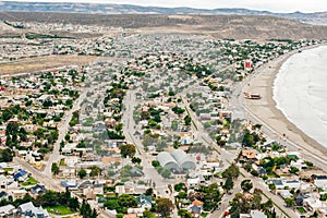Rada Tilly town, and its seashores to the atlantic ocean. Located in Chubut, Patagonia, Argentina