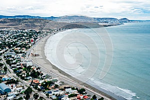 Rada Tilly town, and its seashores to the atlantic ocean. Located in Chubut, Patagonia, Argentina photo