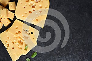 Radamer cheese on a black concrete background.