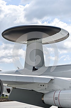 Radar antenna on a military airplane