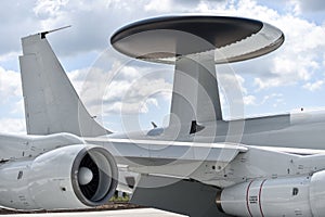 Radar antenna on a military airplane