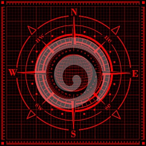 Radar compass rose with globe.