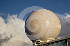 A radar dome on a ship