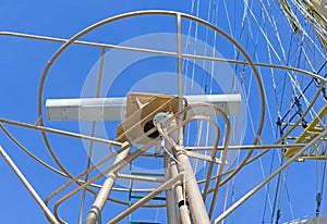 Radar on the mast of ship