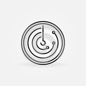 Radar or Radiolocation vector thin line concept round icon