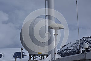 Radar radome on a ship