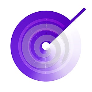 Radar scan violet gradient vector icon. Vector radiolocation colorful symbol or logo element