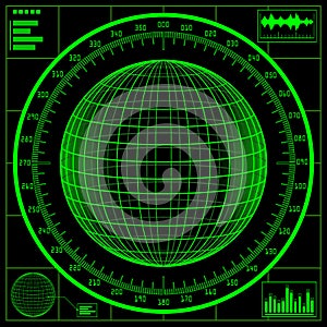 Radar screen. Digital globe