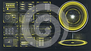 Radar screen. HUD. Vector illustration for your design. Technological background. Futuristic user interface.