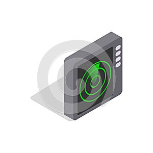 Radar screen icon, isometric 3d style