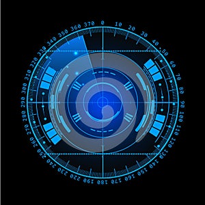 Radar screen. illustration for your design. Technology background. Futuristic user interface. Radar display with