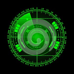 Radar screen. illustration for your design. Technology background. Futuristic user interface. Radar display with