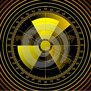 Radar screen with radioactive sign