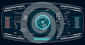 Radar screen. Vector illustration for your design. Technology background. Futuristic user interface. HUD.