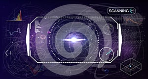 Radar screen. Vector illustration for your design. Technology background. Futuristic user interface. HUD.