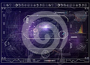 Radar screen. Vector illustration for your design. Technology background. Futuristic user interface. HUD.