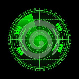 Radar screen. Vector illustration for your design. Technology background. Futuristic user interface. Radar display with