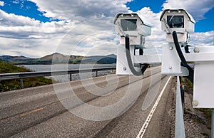 Radar speed control camera on the road