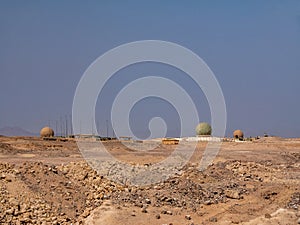 Radar station in the desert. Weather station observatory.