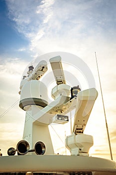 Radar yacht against the sky