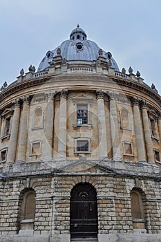 Radcliffe Camera facade & sky view on an overcast day, Oxford, United Kingdom