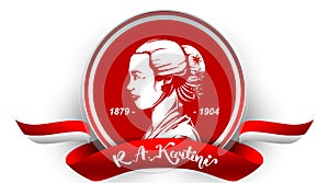 Raden Adjeng Kartini the heroes of women and human right in Indonesia. Can use for logo, mascot, or emblem background. - Vector