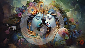 radha Krishna Hindu God beautiful painting photo