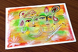 Radha krishna holi abstract painting