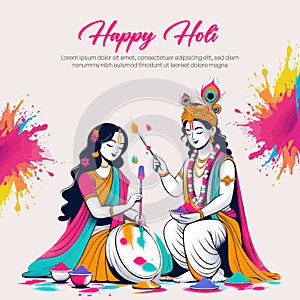 Radha Krishna Holi Social media design