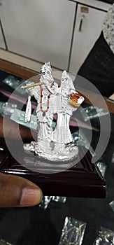 Radha Krishna idol in silver