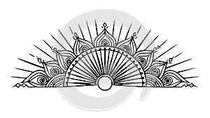 Radial Art Deco Fan Motif Decorative Element Vector, vector design Generative AI