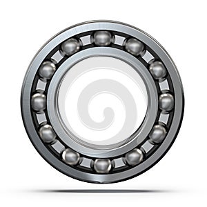 Radial ball bearing with caliper close-up. Ball bearing assembly. 3D rendering.