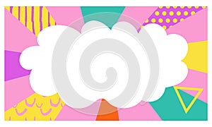 Radial beam stripes title vector abstract background. Comic page layout with cloud and speech bubble. Pop art comic
