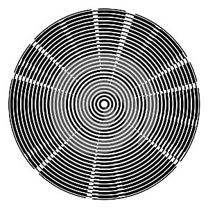 Radial black centered circles tech background