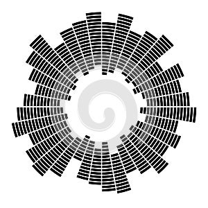 Radial burst lines. Design segmented element. Abstract geometric shape