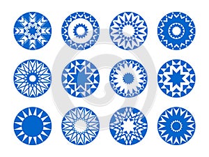 Radial Circle Design Elements. Abstract Decorative Icons Set.