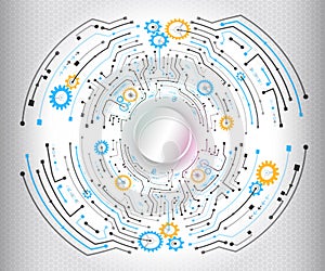 Radial circuit board. Hi-tech technology concept. Abstract circle engineering background.