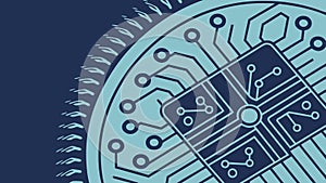 Radial Circuit Board Pattern, Abstract Tech Background, vector design Generative AI