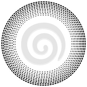 Radial dashed line circles. Circular, concentric element with gap lines. Periodic, infrequent line circles. Orbitting piece, bit photo