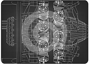 Radial engine on a gray