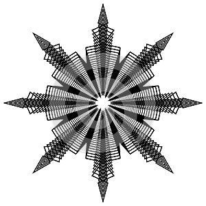 Radial geometric element series. Abstract black and white shape